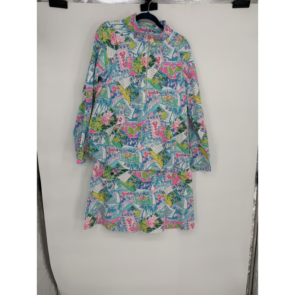 Lilly Pulitzer Skipper Popover Shirt Skort Set Womens XL Wish You Were Here
